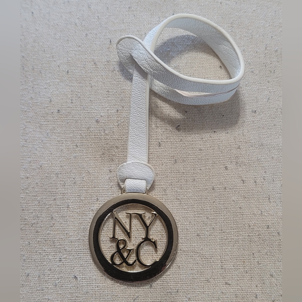 New York & Company Leather & Metal Logo Bag Charm